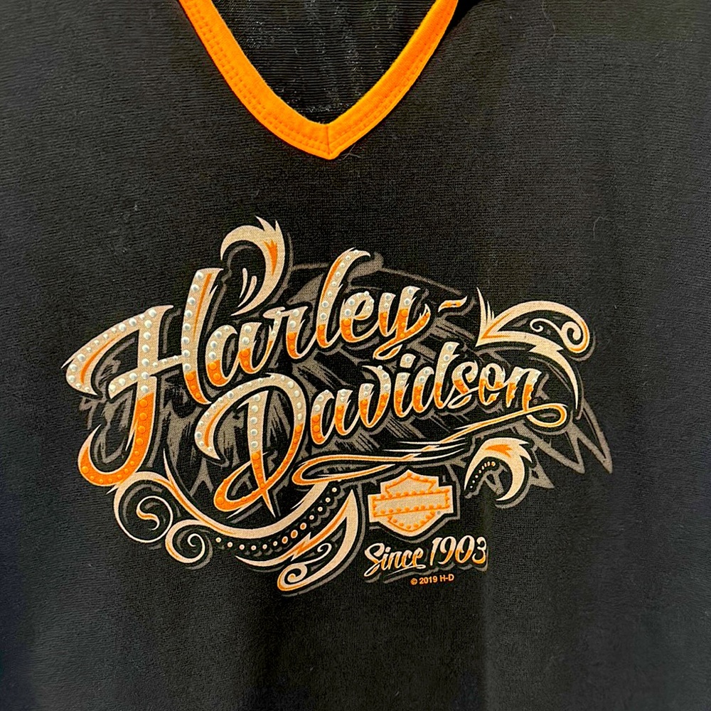 Harley-Davidson Black and Orange Graphic Tee